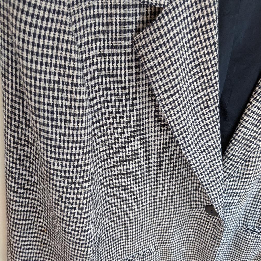 Vintage 80s/90s Navy/White Plaid Oversized Blazer - Picture 6 of 12